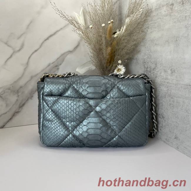 CHANEL 19 Flap Bag Original Snake skin flap bag AS1160 silver