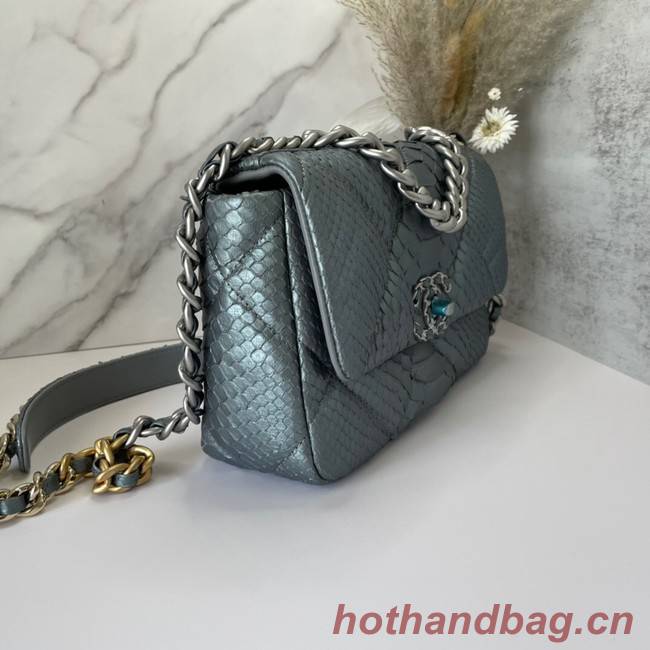 CHANEL 19 Flap Bag Original Snake skin flap bag AS1160 silver