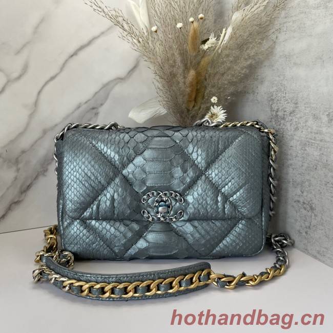 CHANEL 19 Flap Bag Original Snake skin flap bag AS1160 silver