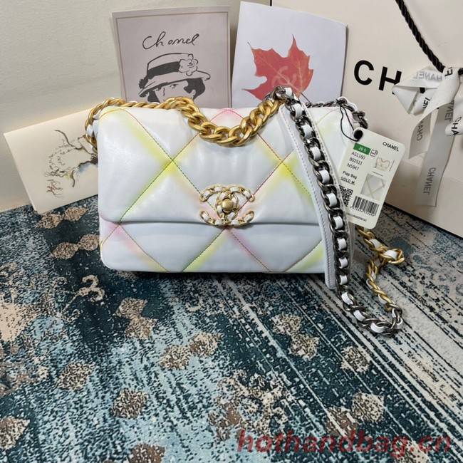 Chanel 19 flap bag AS1160 White&Rainbow line