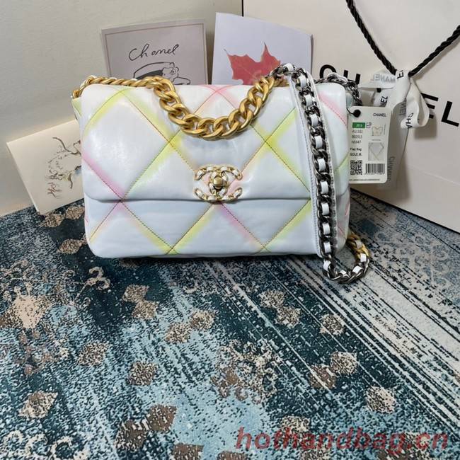 Chanel 19 flap bag AS1161 White&Rainbow line