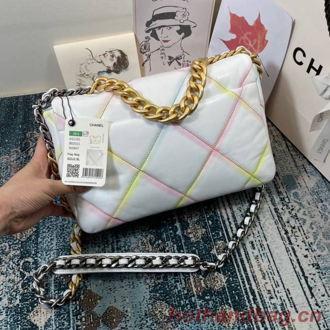 Chanel 19 flap bag AS1161 White&Rainbow line