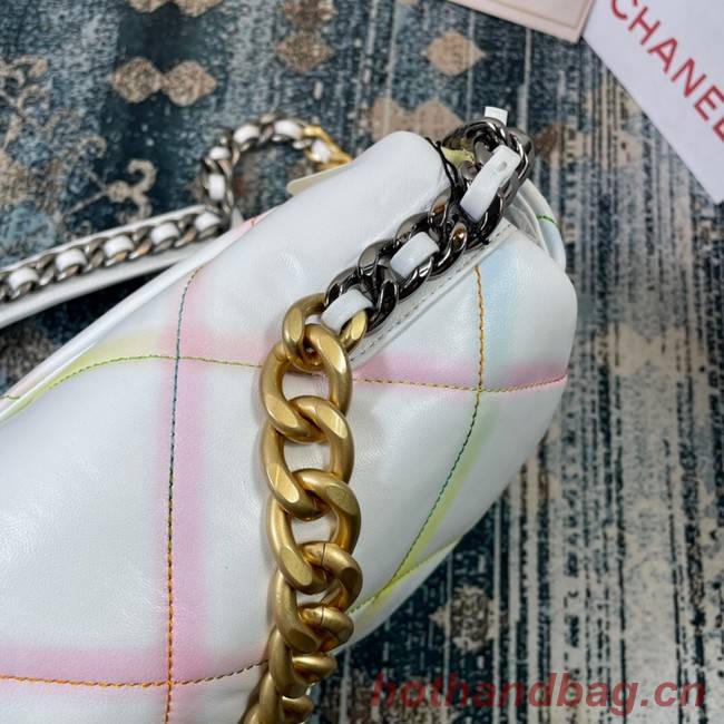 Chanel 19 flap bag AS1161 White&Rainbow line