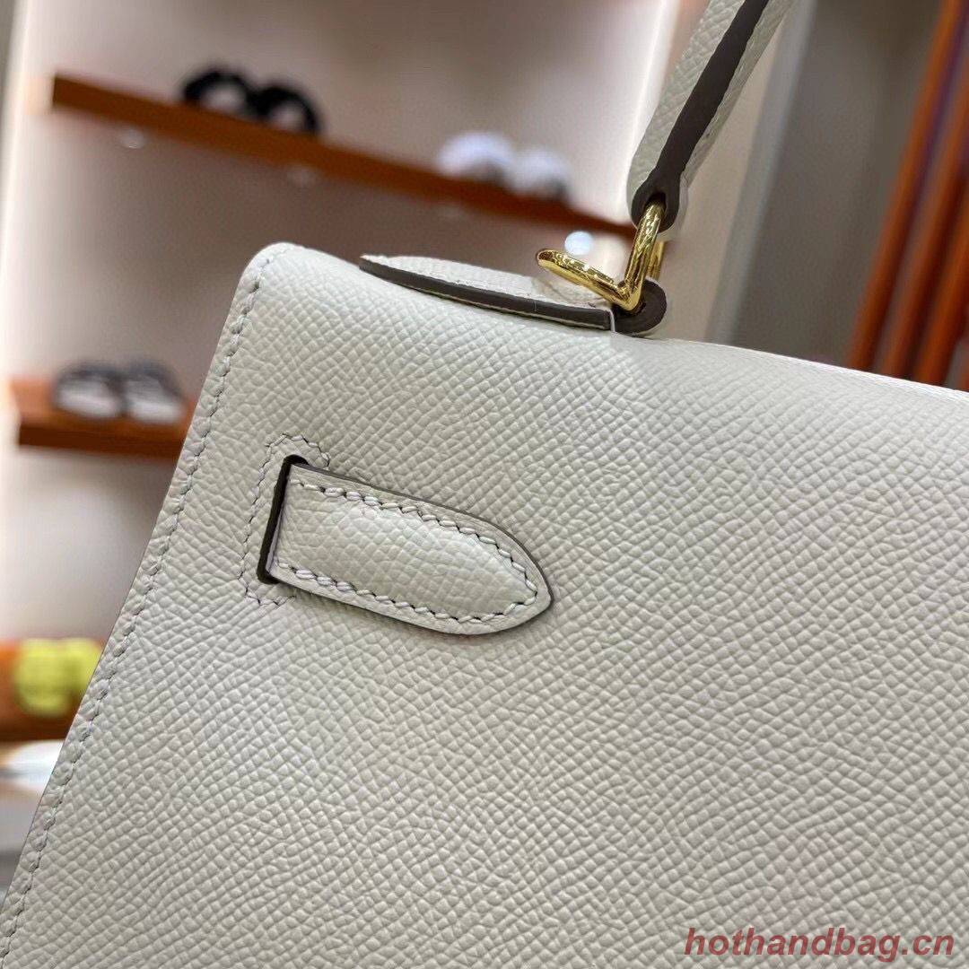 Hermes Kelly 28cm Shoulder Bags Epsom Leather KL28 creamy-white Gold hardware