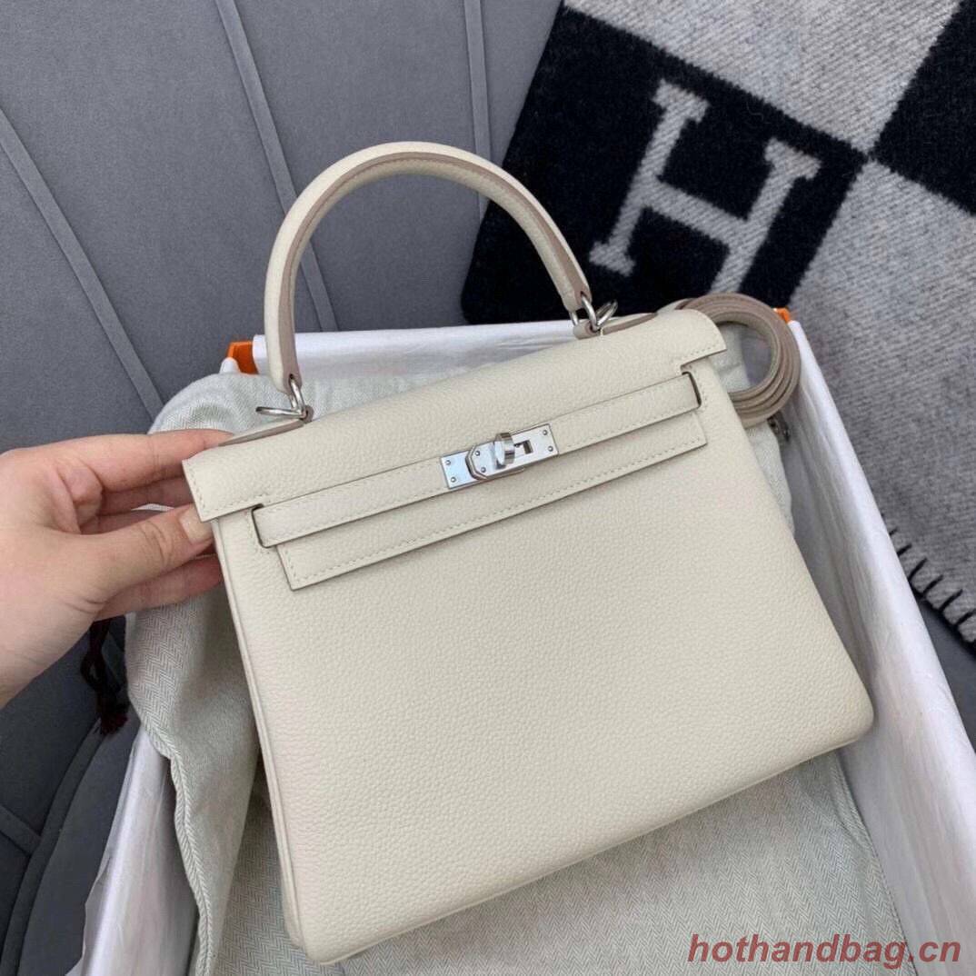 Hermes Kelly 28cm Shoulder Bags Togo Leather KL28 Cream White