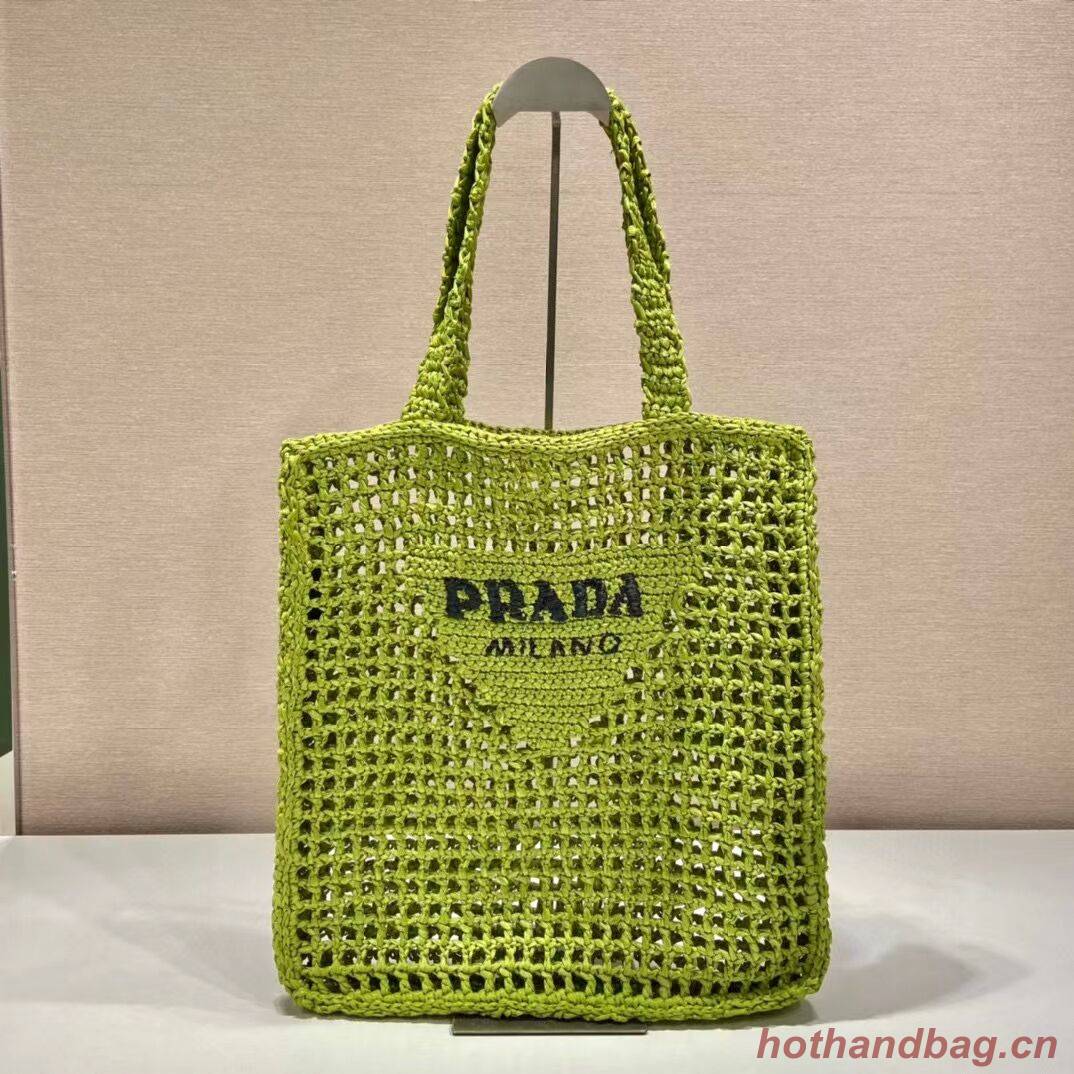 Prada Raffia tote bag 1CH393 green