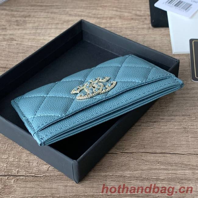 Chanel card holder Calfskin AP2737 blue