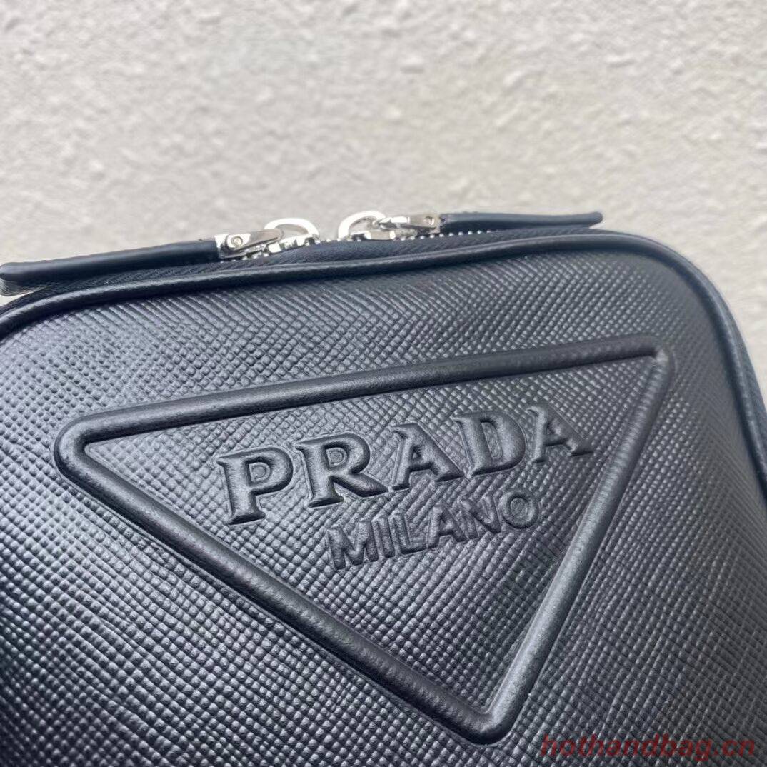 Prada Leather bag with shoulder strap 2BQ354 black