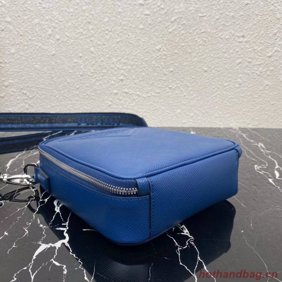 Prada Leather bag with shoulder strap 2BQ354 blue