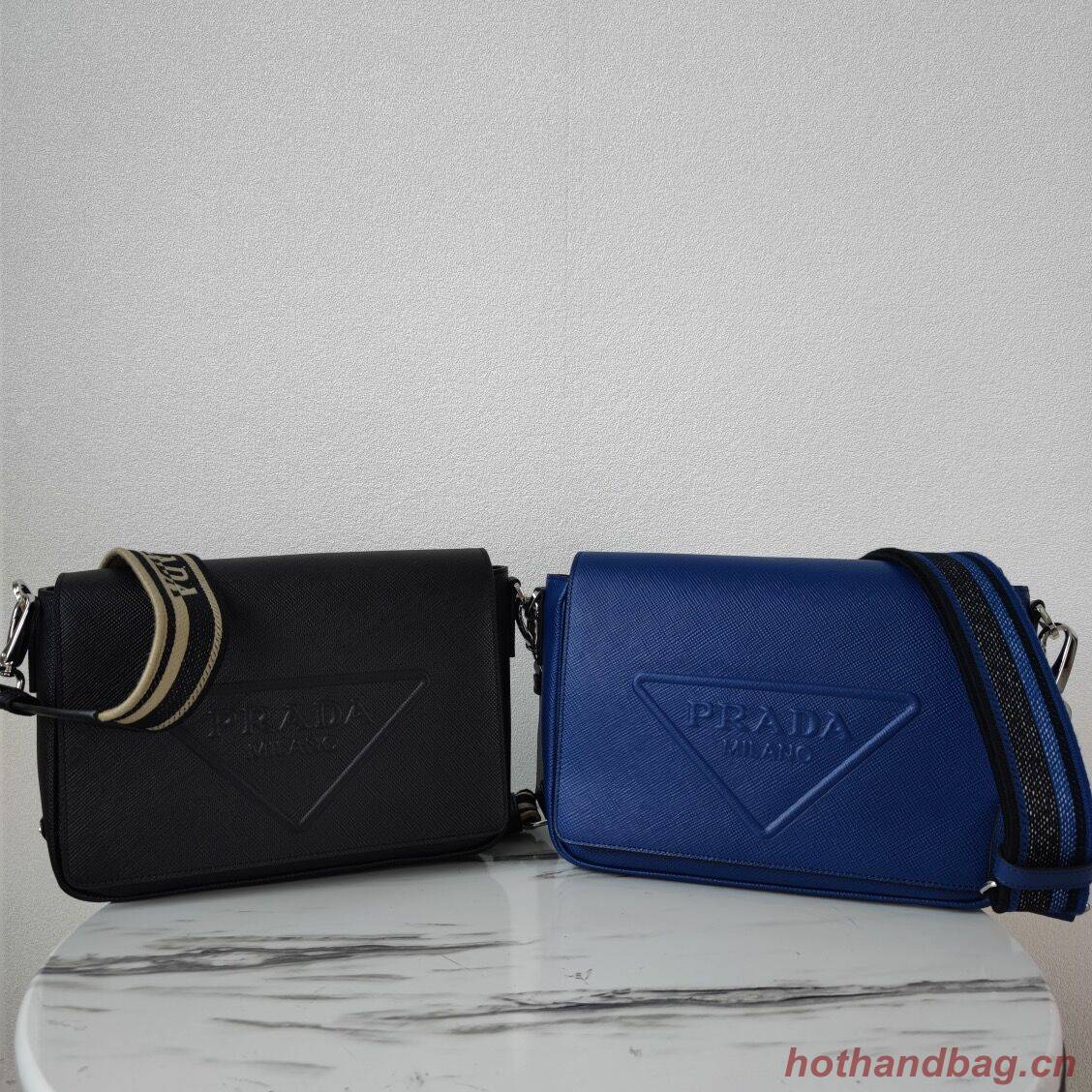 Prada Leather bag with shoulder strap 2BV031 blue