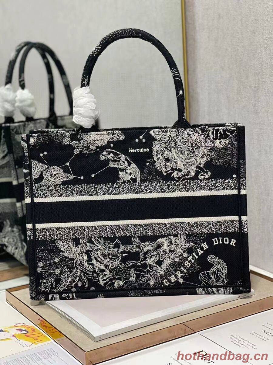 SMALL DIOR BOOK TOTE Embroidery C1287-32 black