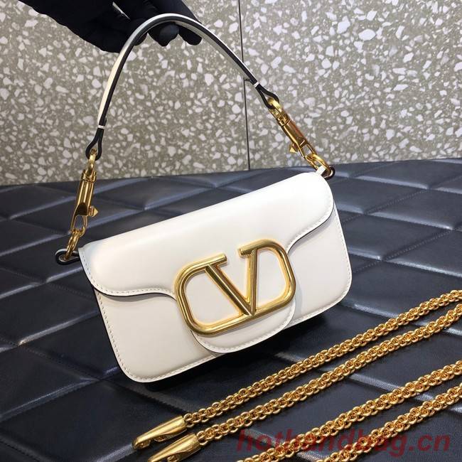 VALENTINO GARAVANI MINI LOCO Calf leather Shoulder Bag 1W2B0K white