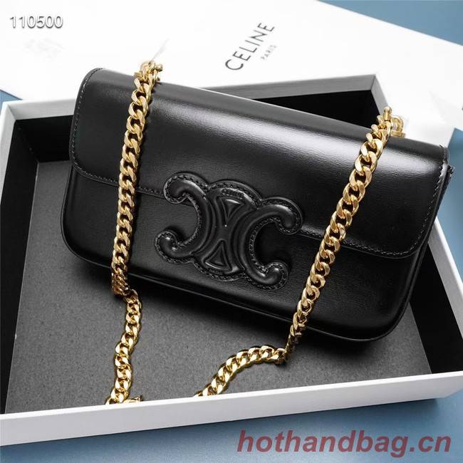 Celine CHAIN SHOULDER BAG TRIOMPHE IN SHINY CALFSKIN 199243 BLACK