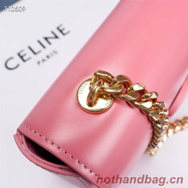 Celine CHAIN SHOULDER BAG TRIOMPHE IN SHINY CALFSKIN 199243 PINK