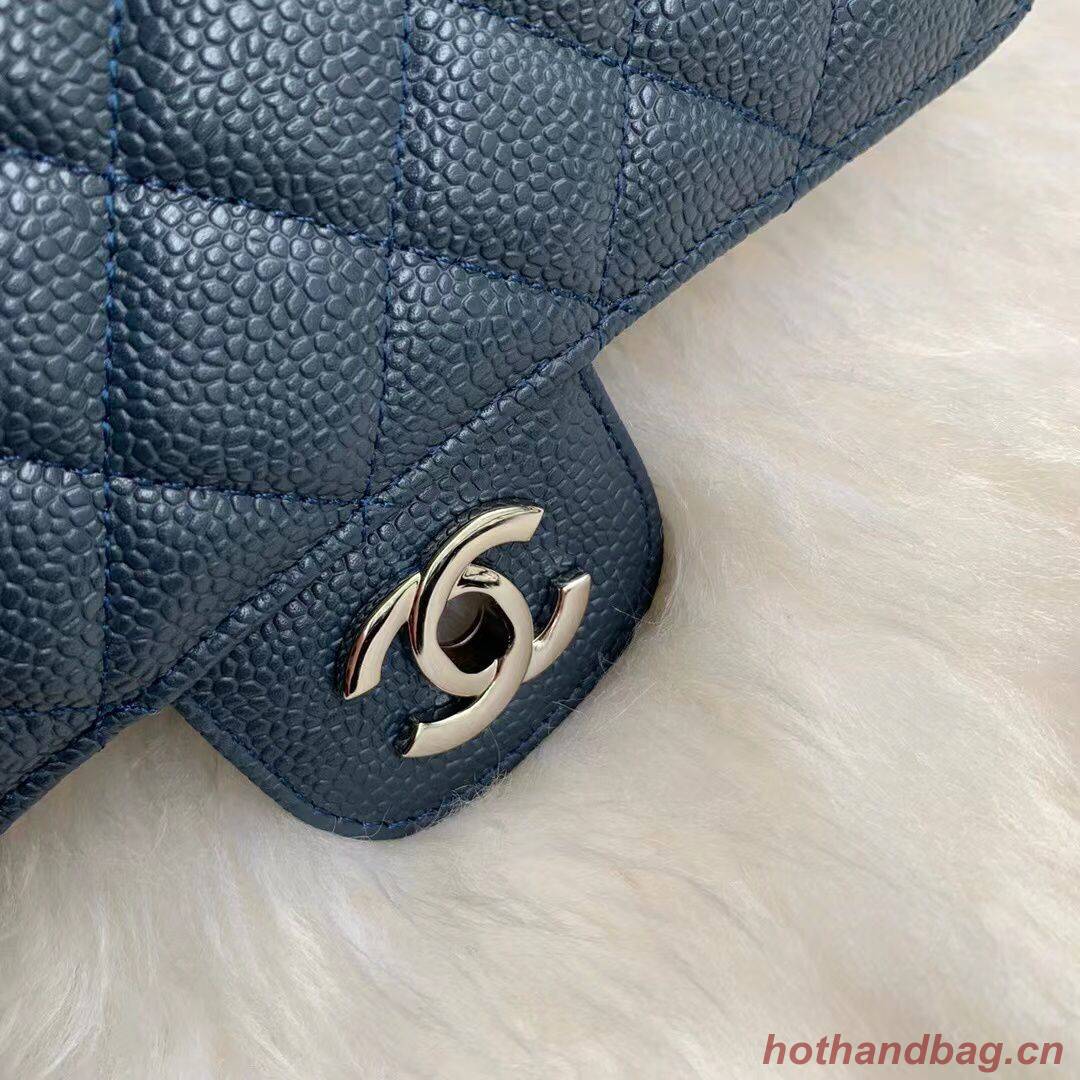 Chanel Flap Shoulder Bag Grained Caviar Leather A01113 Dark Blue