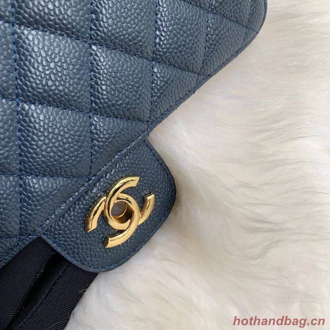 Chanel Flap Shoulder Bag Grained Caviar Leather A01113 Dark Blue