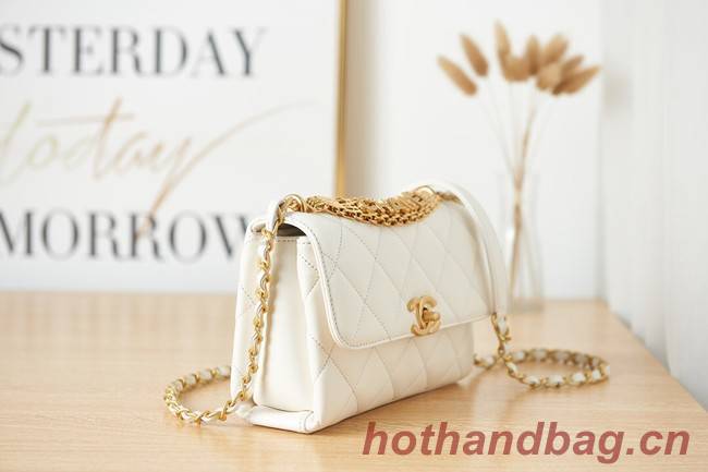 Chanel lambskin Shoulder Bag AS3240 white