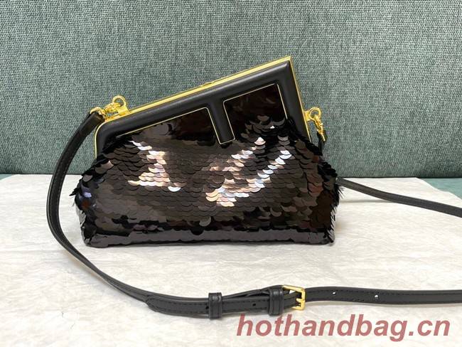 Fendi First Small sequinned bag 8BP129 black