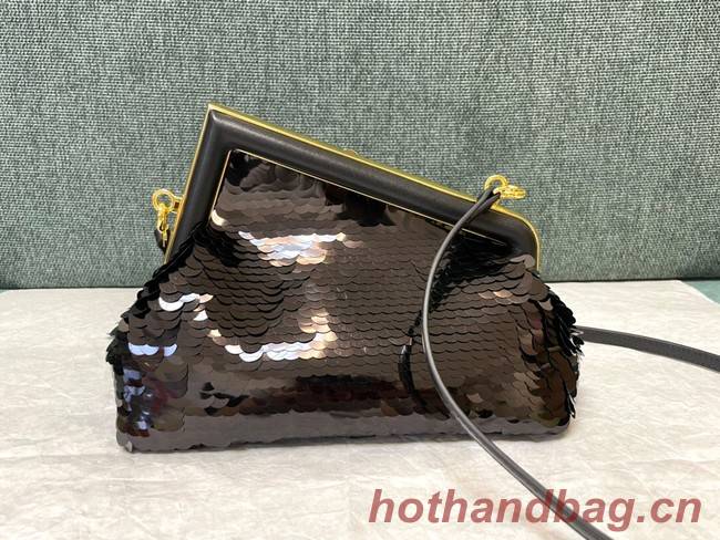 Fendi First Small sequinned bag 8BP129 black