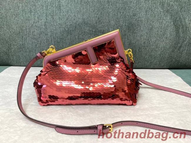 Fendi First Small sequinned bag 8BP129 red