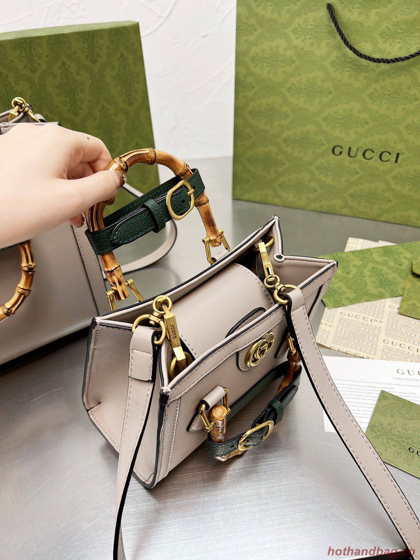 Gucci Diana Bamboo Handle Tote Bag 655658 Offwhite