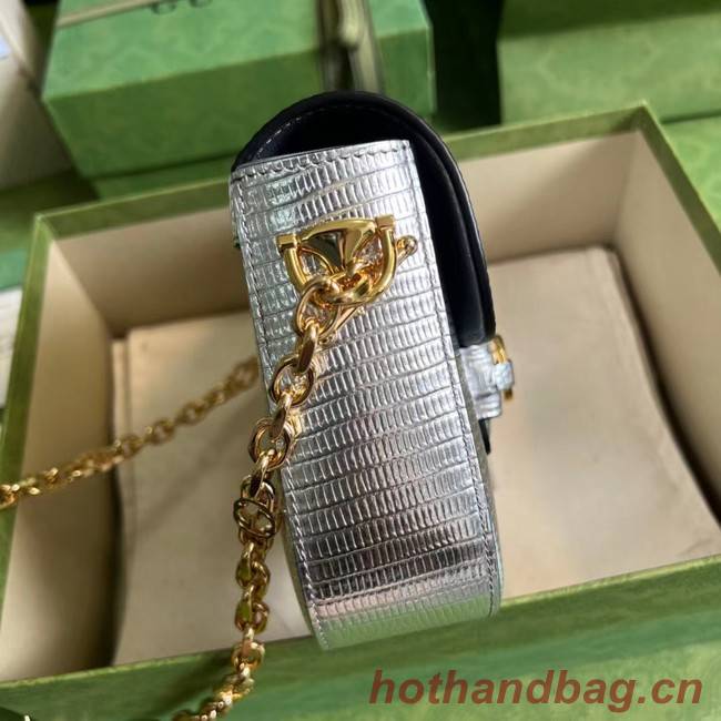 Gucci Horsebit 1955 lizard mini bag 675801 Silver