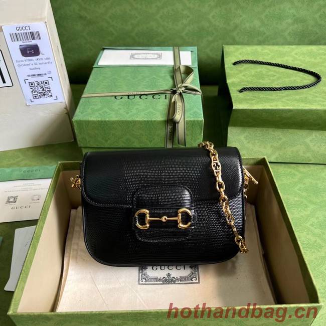 Gucci Horsebit 1955 lizard mini bag 675801 black