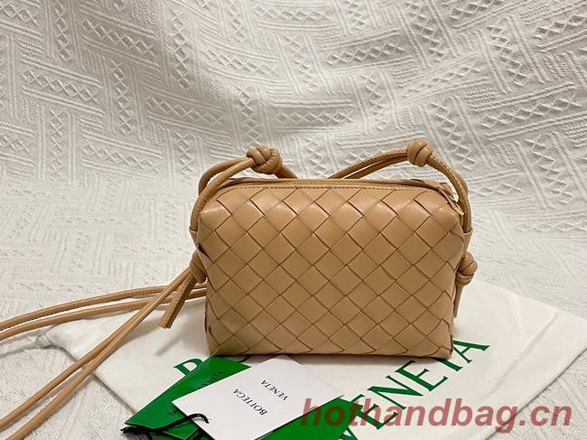 Bottega Veneta Mini intrecciato leather cross-body bag 680254 Almond