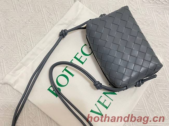 Bottega Veneta Mini intrecciato leather cross-body bag 680254 gray