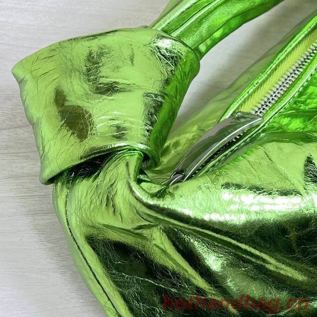 Bottega Veneta Mini intrecciato patent leather top handle bag JODIE 651876V Glittering green