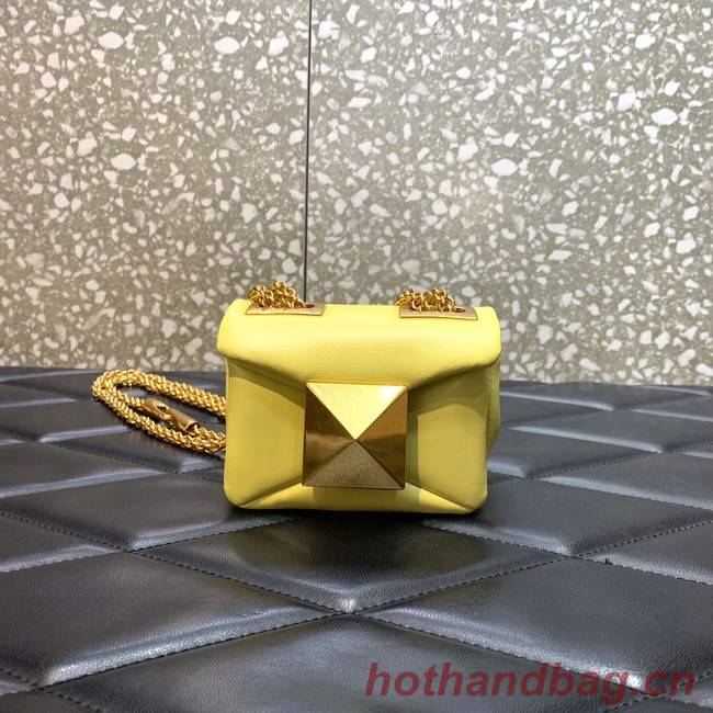 VALENTINO GARAVANI mini One Stud Sheepskin Shoulder Bag XW0P0X98H yellow