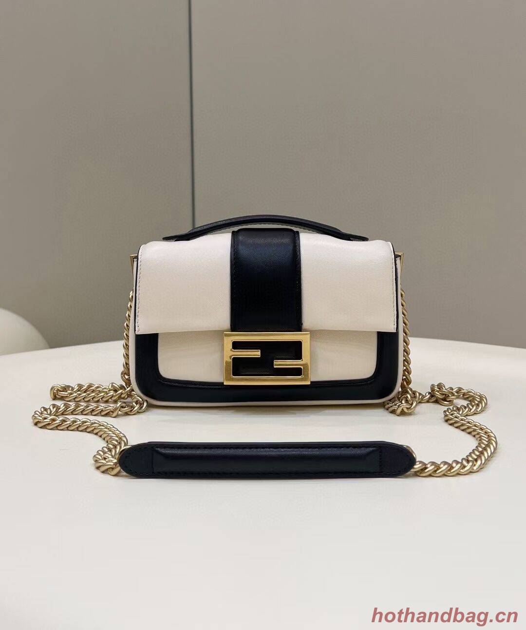 Fendi Baguette Sheepskin bag 8BR6551 Cream & black