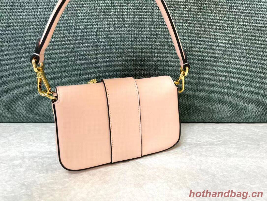 Fendi Brooch mini baguette Fendace leather bag 8BS066A pink