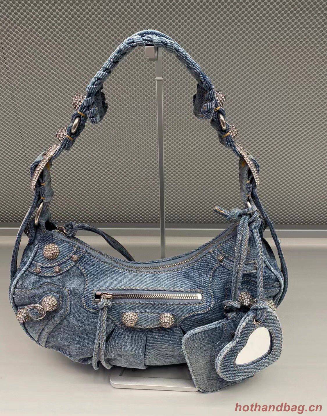 Balenciaga WOMENS LE CAGOLE MEDIUM SHOULDER BAG 27541 Denim