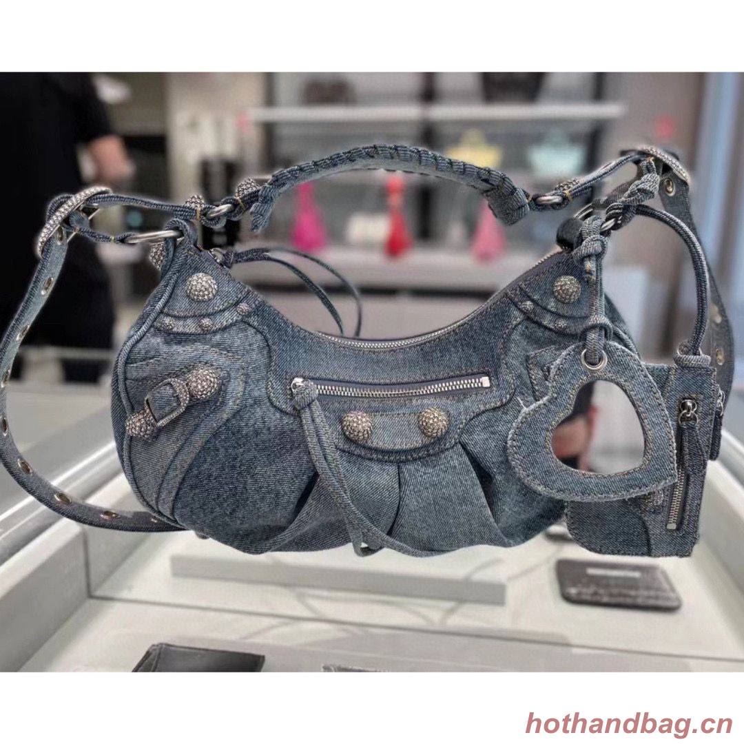 Balenciaga WOMENS LE CAGOLE MEDIUM SHOULDER BAG 27541 Denim