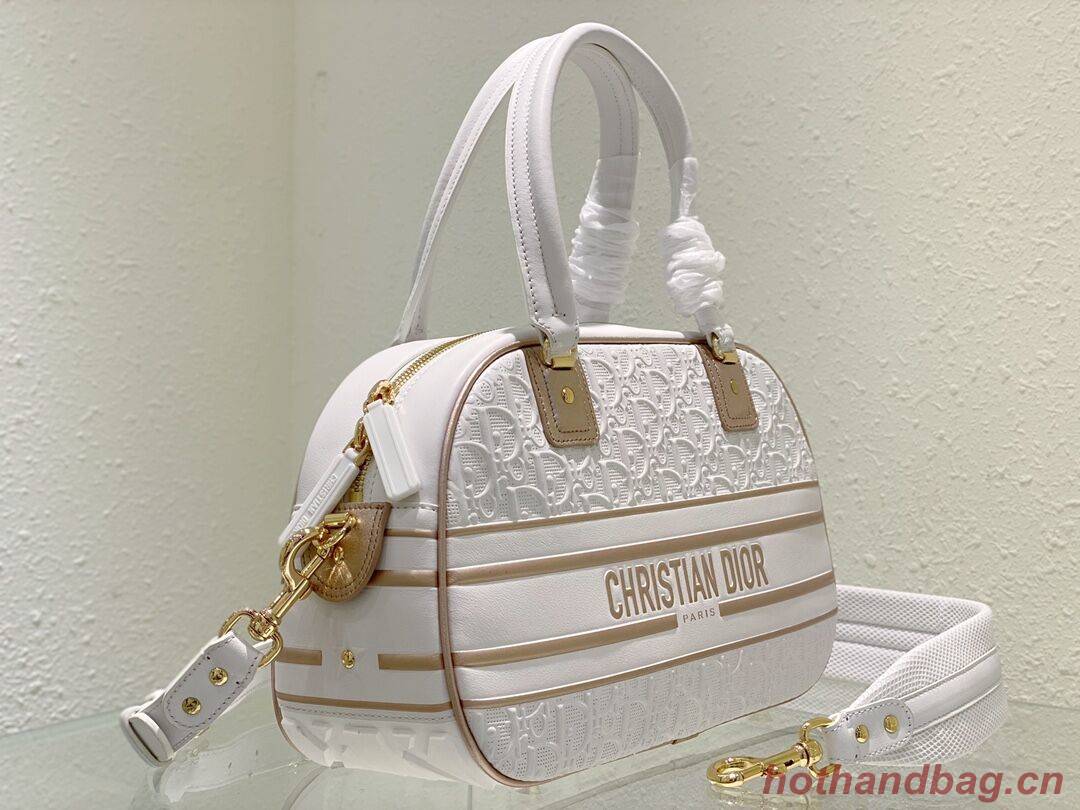 DIOR large leather tote Bag C9178 white&gold