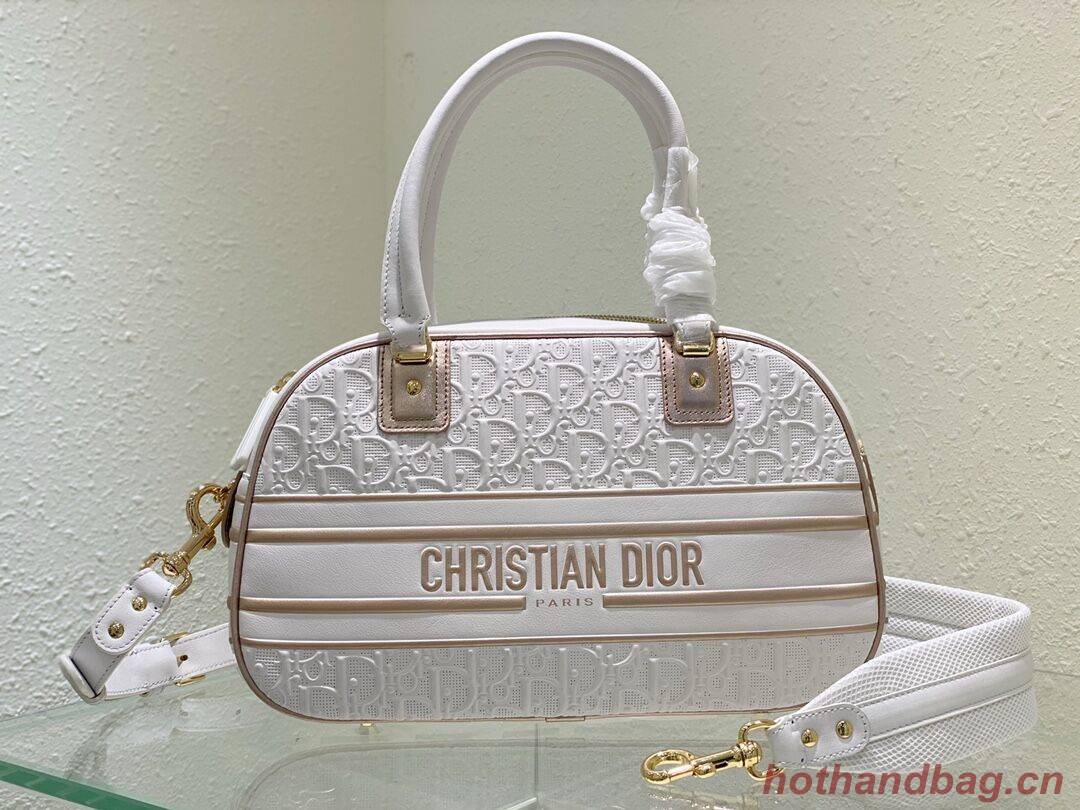 DIOR large leather tote Bag C9178 white&gold