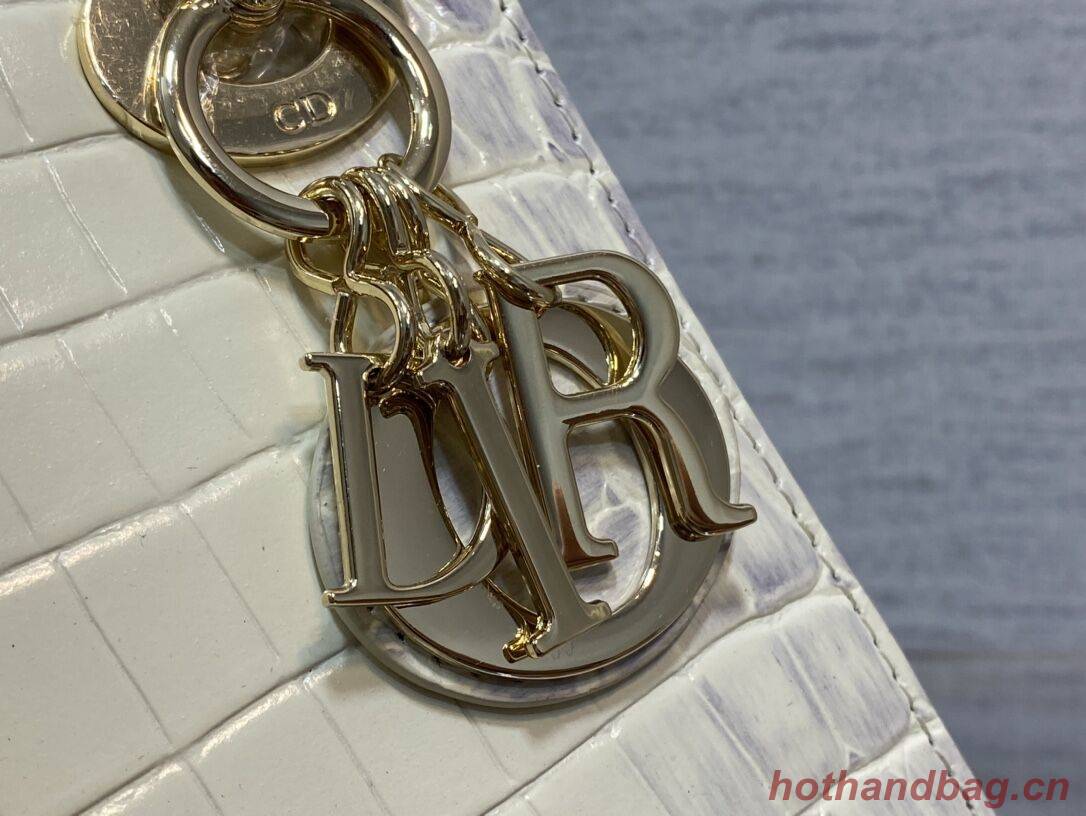 MINI LADY DIOR BAG Cannage crocodile Calfskin C0966 Cream