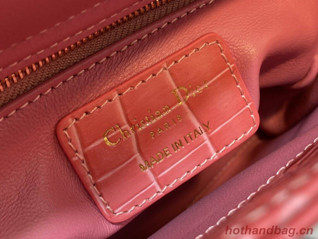 MINI LADY DIOR BAG Cannage crocodile Calfskin C0966 pink