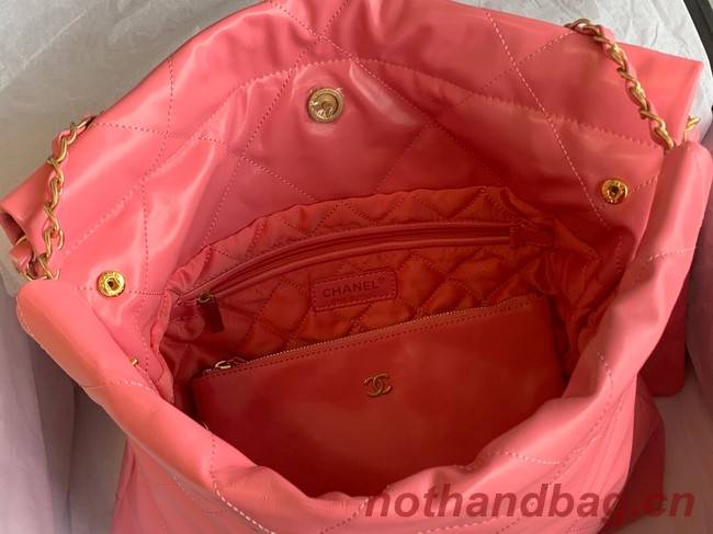 CHANEL 22 HANDBAG Shiny Calfskin & Gold-Tone Metal AS3261 Pink