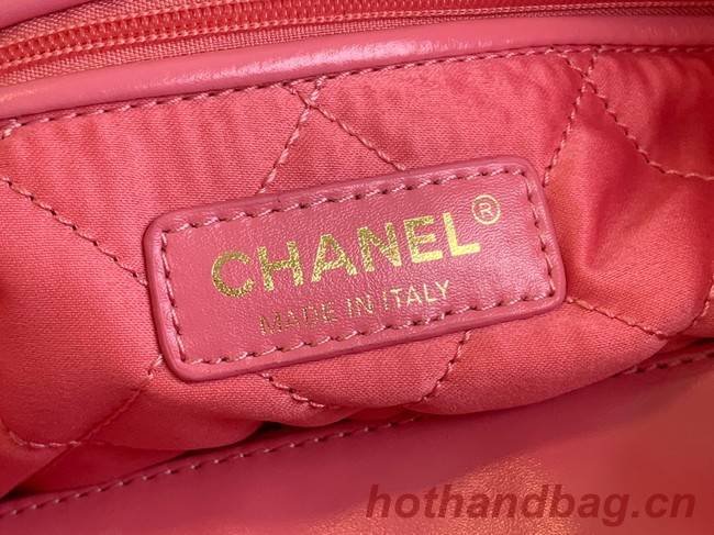 CHANEL 22 HANDBAG Shiny Calfskin & Gold-Tone Metal AS3261 Pink