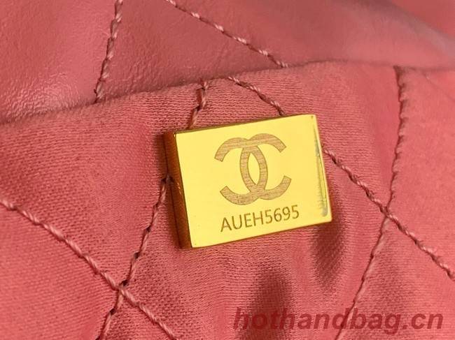 CHANEL 22 HANDBAG Shiny Calfskin & Gold-Tone Metal AS3261 Pink