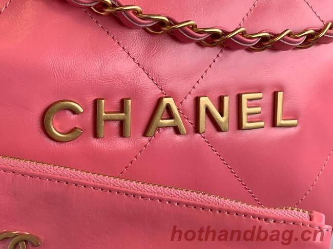 CHANEL 22 HANDBAG Shiny Calfskin & Gold-Tone Metal AS3261 Pink