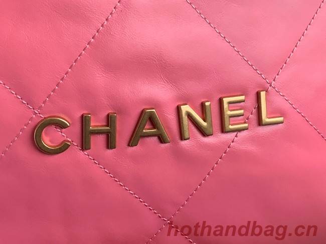 CHANEL 22 HANDBAG Shiny Calfskin & Gold-Tone Metal AS3262 pink