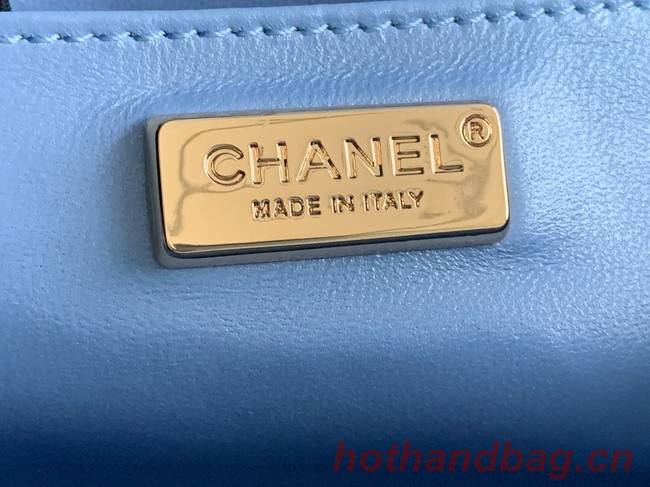 Chanel Snake skin mini flap bag with top handle AS2431 blue