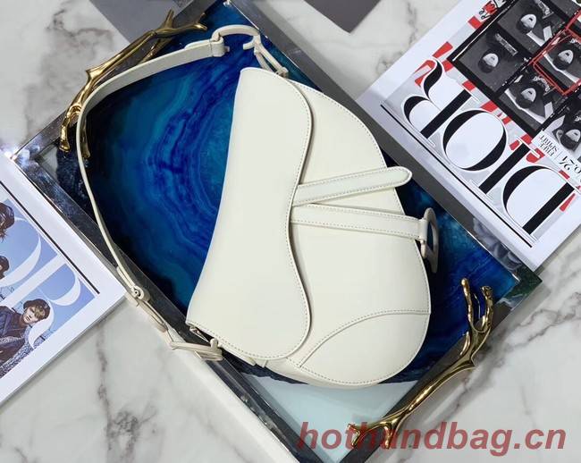 Dior SADDLE-TAS VAN KALFSLEER Bag M0446C white