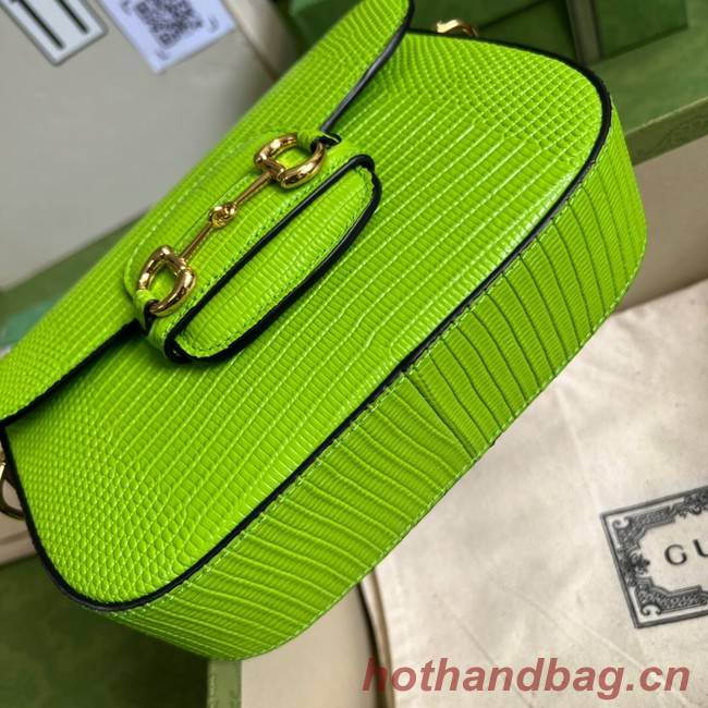 Gucci Horsebit 1955 lizard mini bag 675801 Fluorescent green