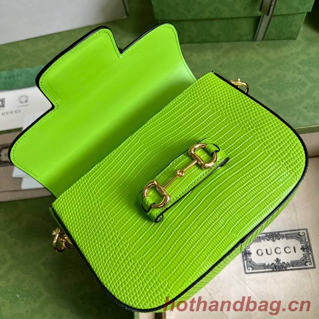 Gucci Horsebit 1955 lizard mini bag 675801 Fluorescent green