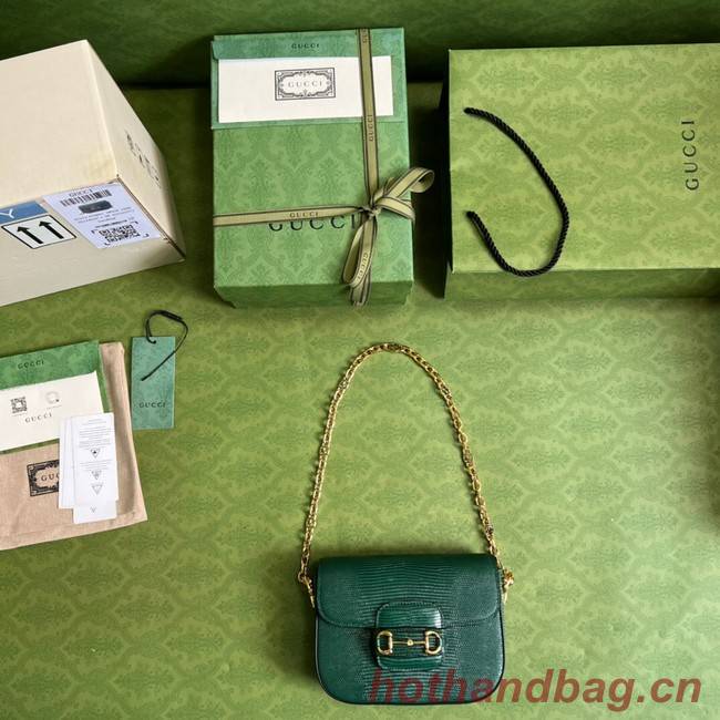 Gucci Horsebit 1955 lizard mini bag 675801 green