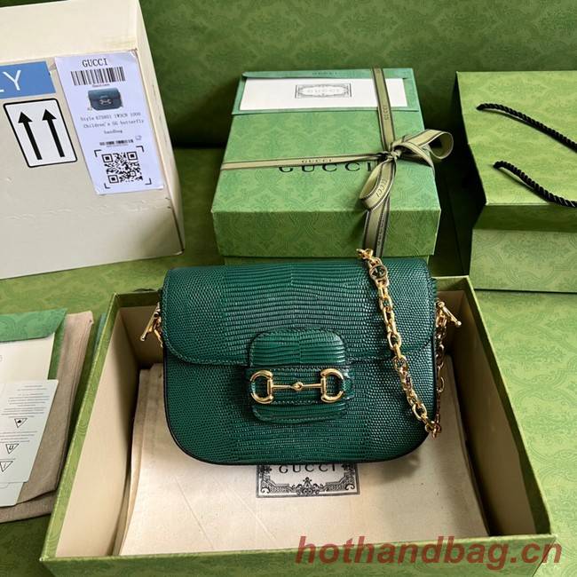 Gucci Horsebit 1955 lizard mini bag 675801 green